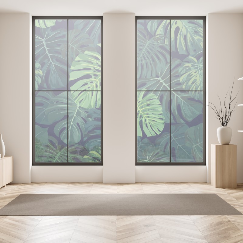 Naklejka na okno różowe akwarelowe kwiaty na czarnym tle – Wallissimo®