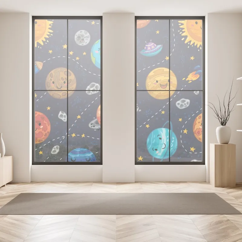 Naklejka na okno malowane akwarelą liście monstery – Wallissimo®