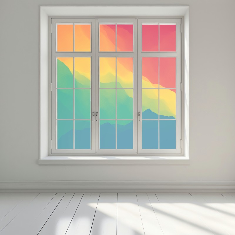 Naklejka na okno żywy warstwowy gradient górski – Wallissimo® Naklejka na okno żywy warstwowy gradient górski – Wallissimo®