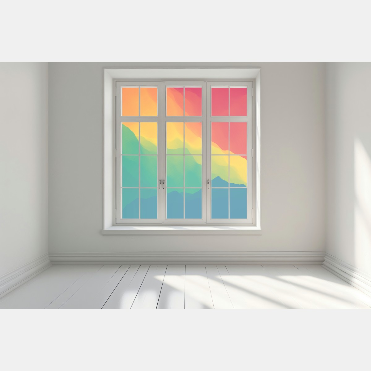 Naklejka na okno żywy warstwowy gradient górski – Wallissimo® Naklejka na okno żywy warstwowy gradient górski – Wallissimo®