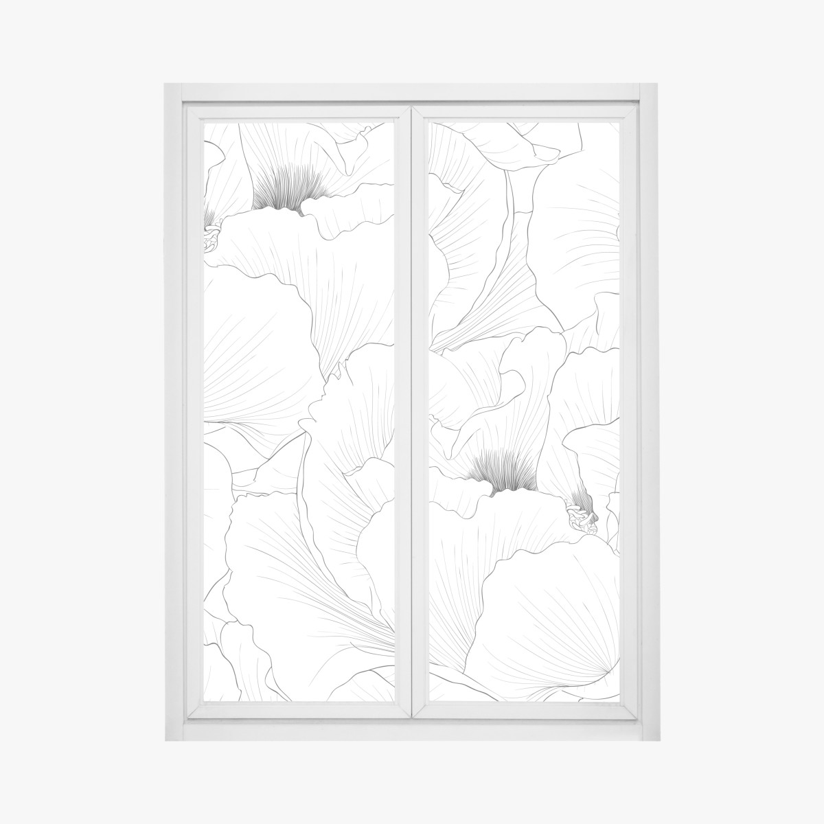 Window decal delicate botanical line art floral pattern