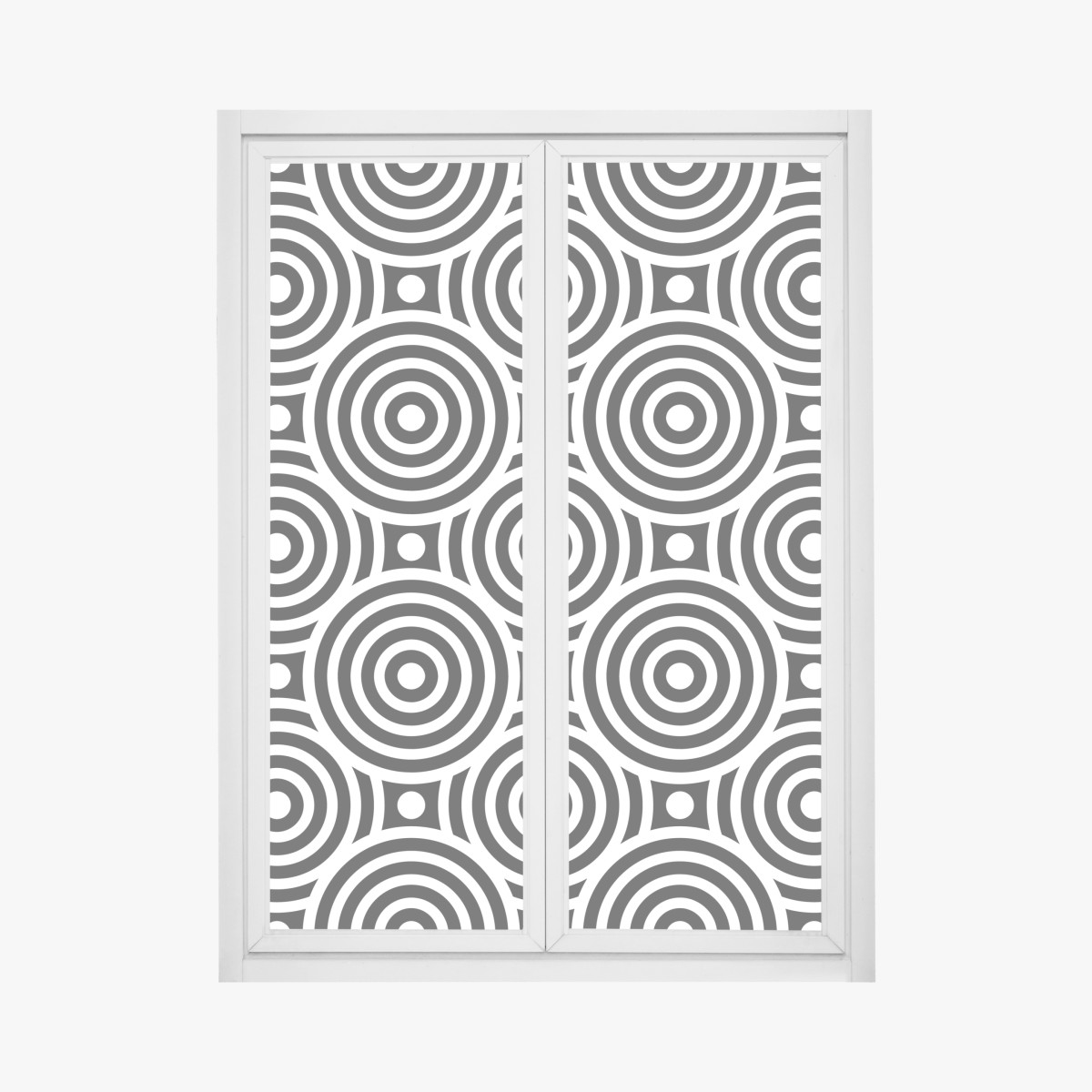 Window decal black and white concentric circle pattern