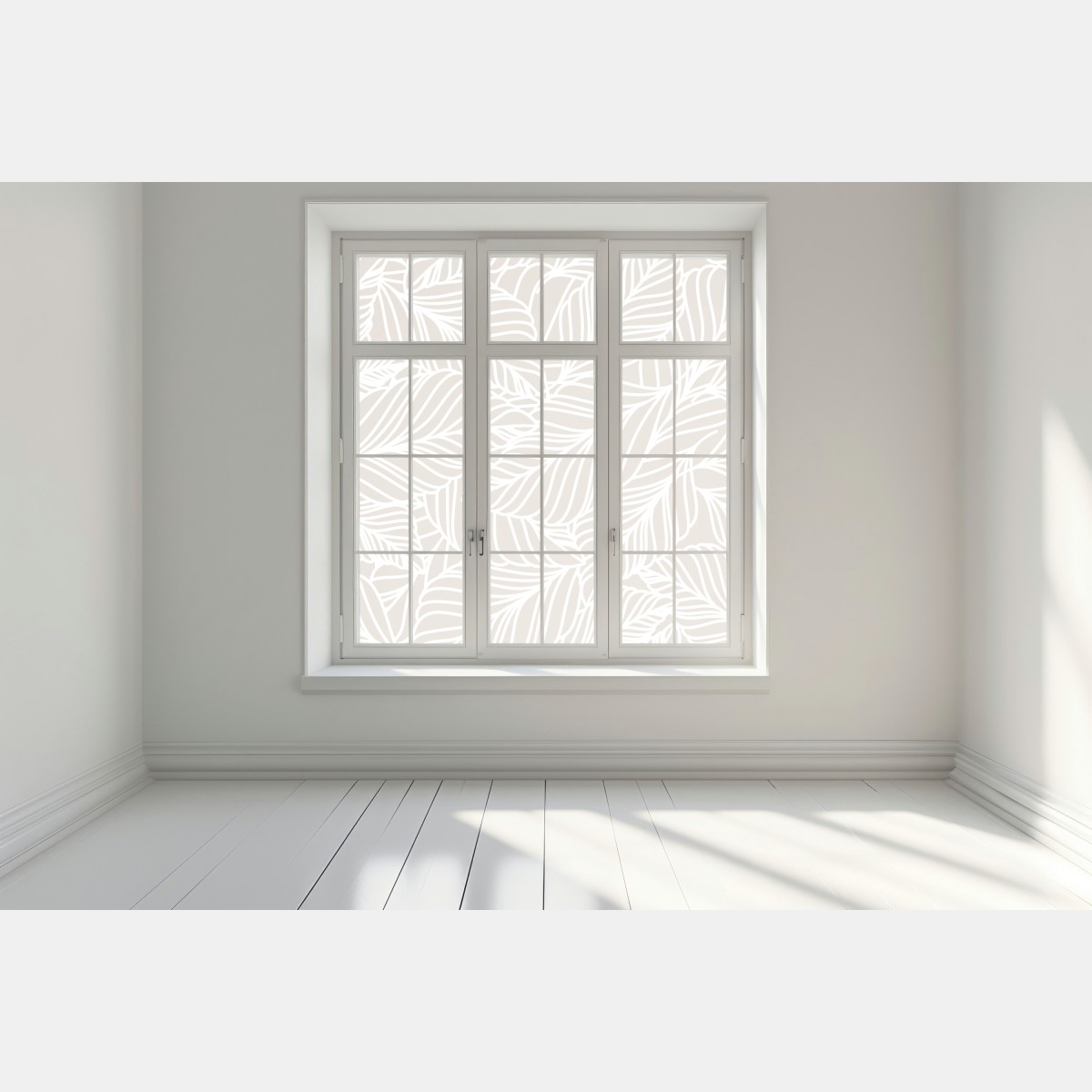 Naklejka na okno beżowy botaniczny wzór liści – Wallissimo® Naklejka na okno beżowy botaniczny wzór liści – Wallissimo®