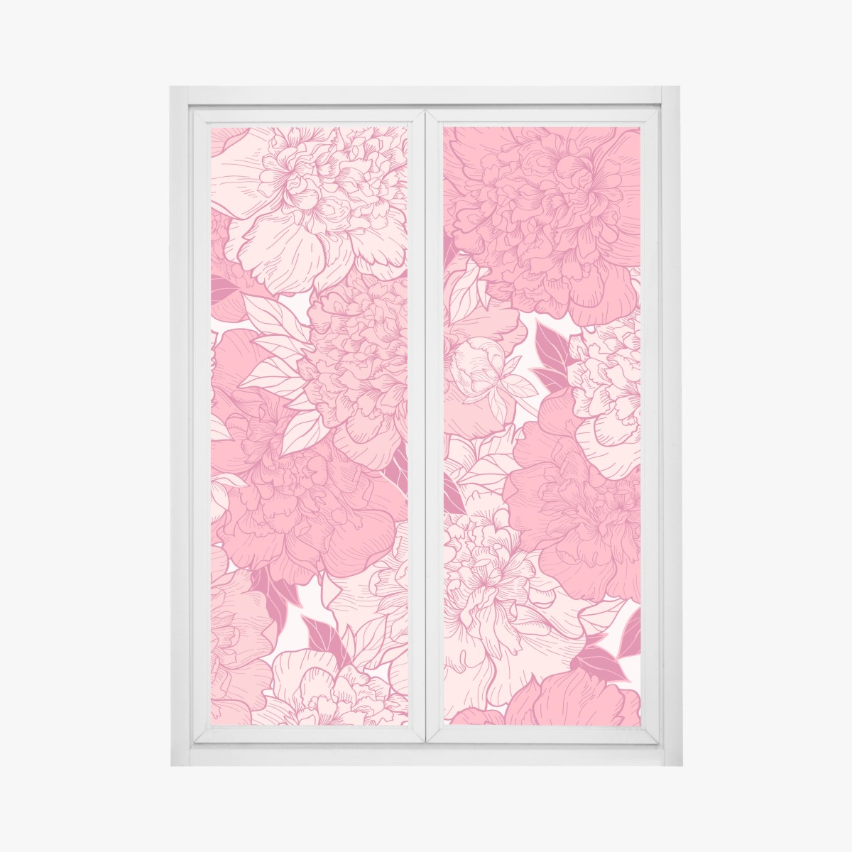 Window decal pink peony floral pattern