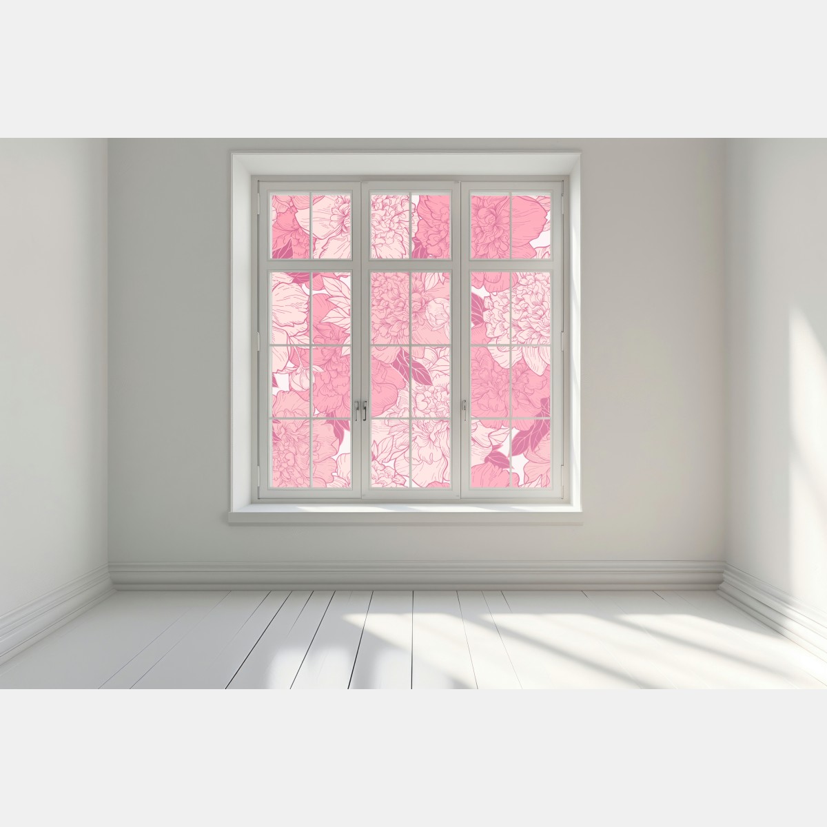Naklejka na okno różowy wzór z piwoniami – Wallissimo® Naklejka na okno różowy wzór z piwoniami – Wallissimo®