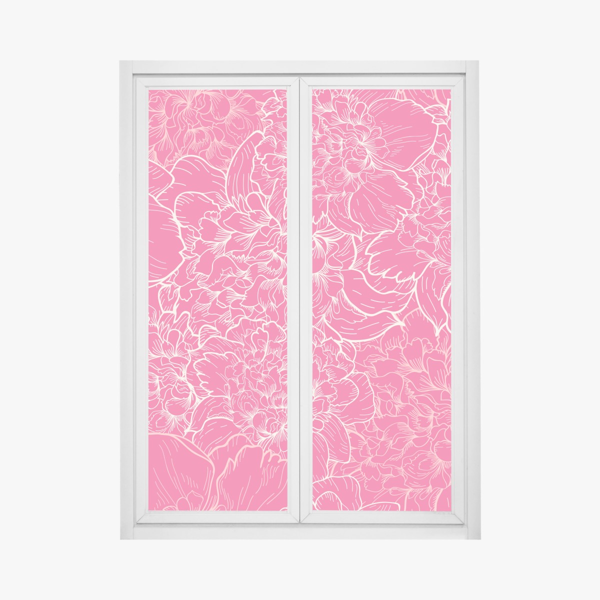 Window decal vibrant pink peony floral pattern