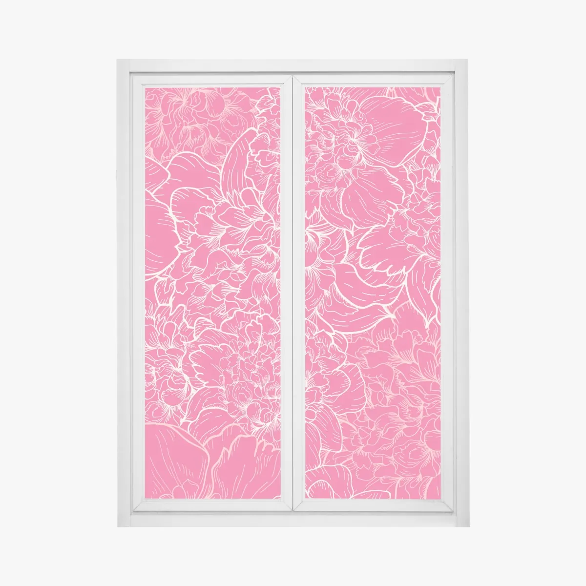 Naklejka na okno intensywny różowy wzór z peoniami – Wallissimo® Naklejka na okno intensywny różowy wzór z peoniami – Wallissimo®