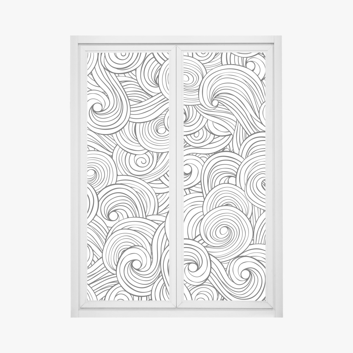 Window decal black and white swirl pattern