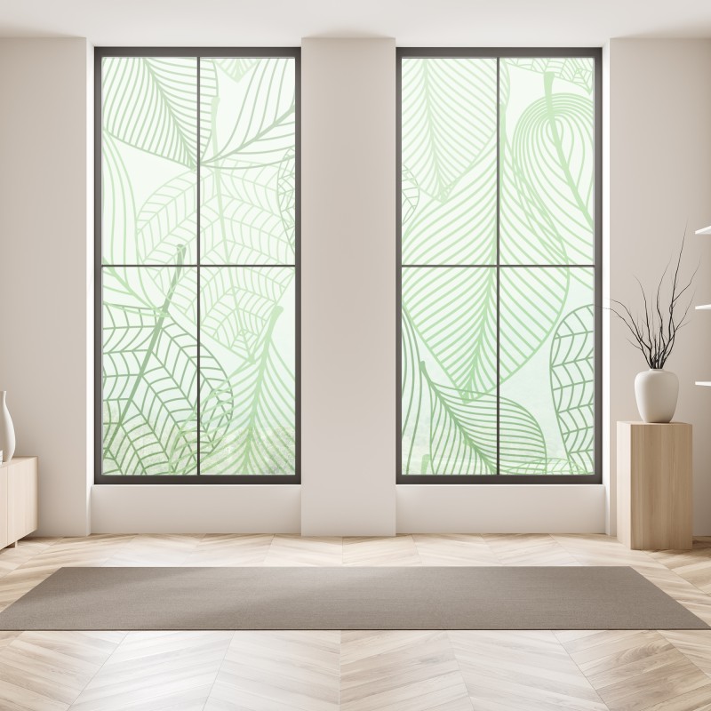 Naklejka na okno delikatny turkusowy wzór botaniczny – Wallissimo®