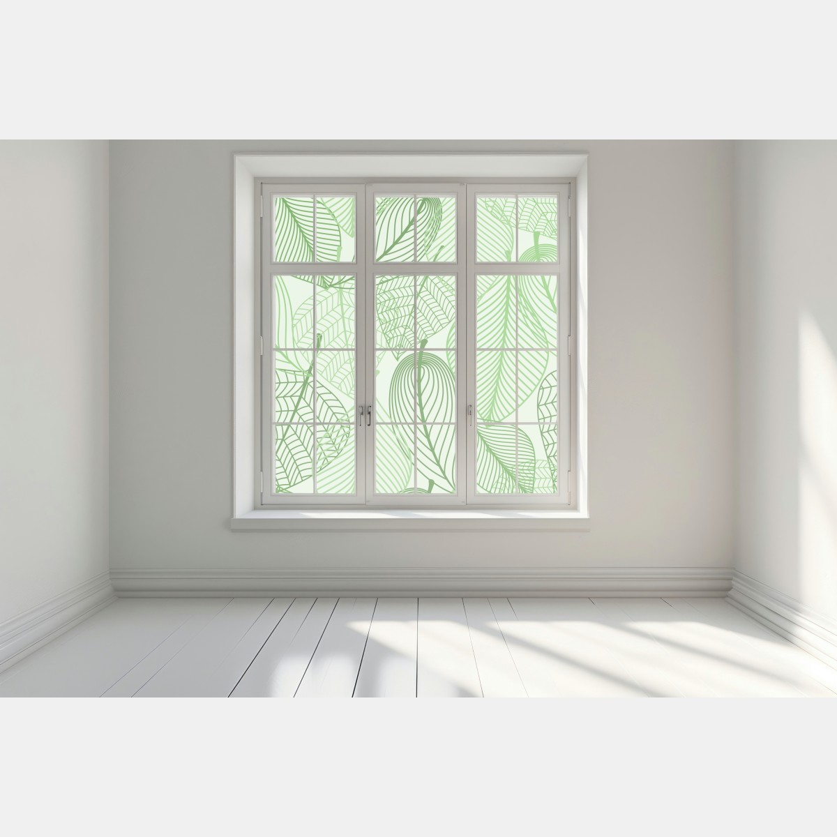 Naklejka na okno zielony botaniczny wzór liści – Wallissimo® Naklejka na okno zielony botaniczny wzór liści – Wallissimo®