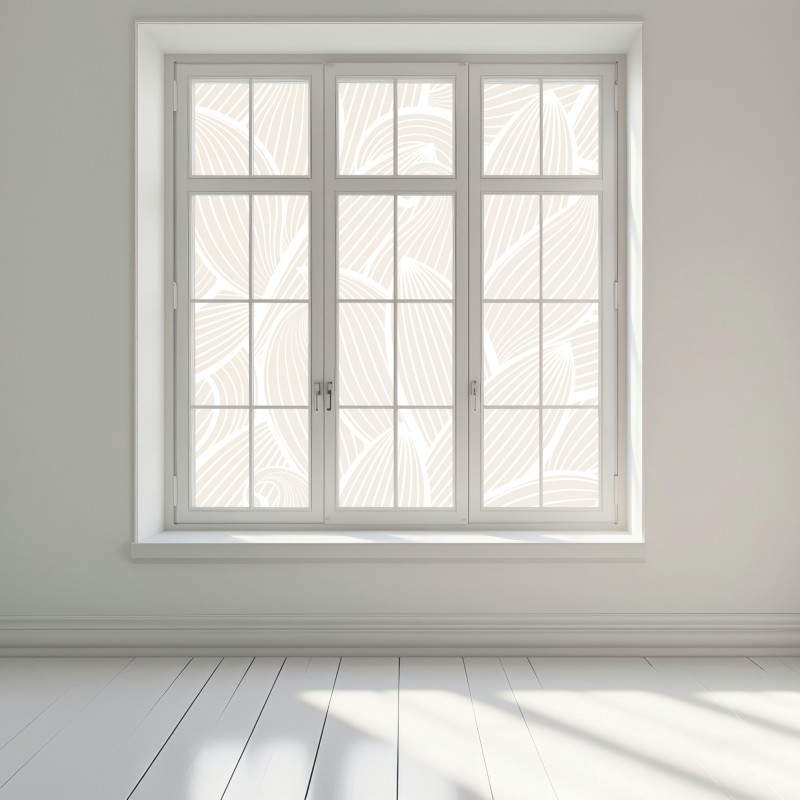 Naklejka na okno delikatny beżowy botaniczny wzór – Wallissimo® Naklejka na okno delikatny beżowy botaniczny wzór – Wallissimo®