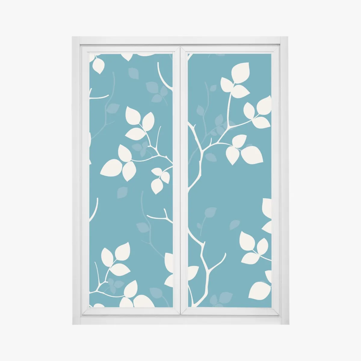 Naklejka na okno turkusowy botaniczny wzór liści – Wallissimo® Naklejka na okno turkusowy botaniczny wzór liści – Wallissimo®