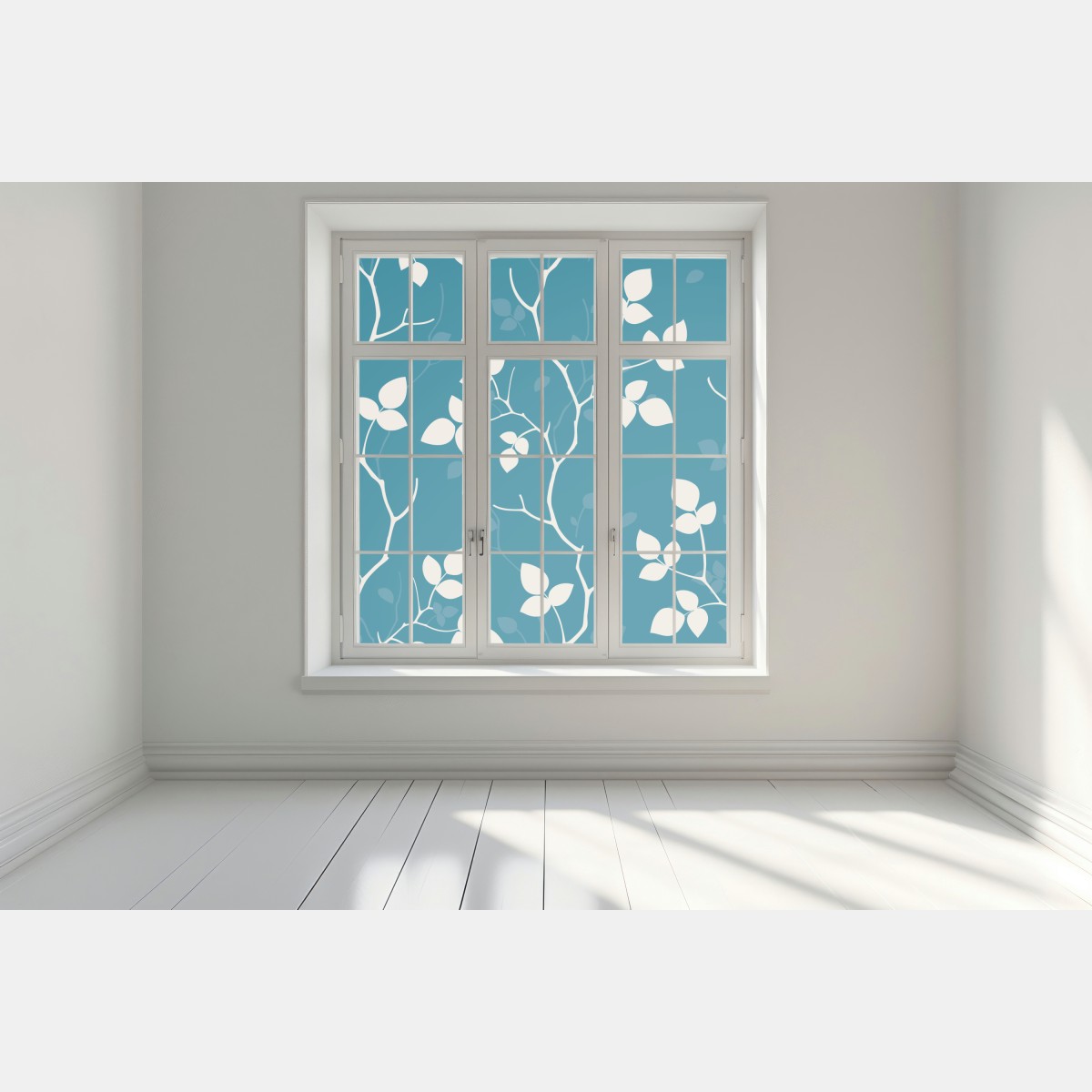 Naklejka na okno turkusowy botaniczny wzór liści – Wallissimo® Naklejka na okno turkusowy botaniczny wzór liści – Wallissimo®