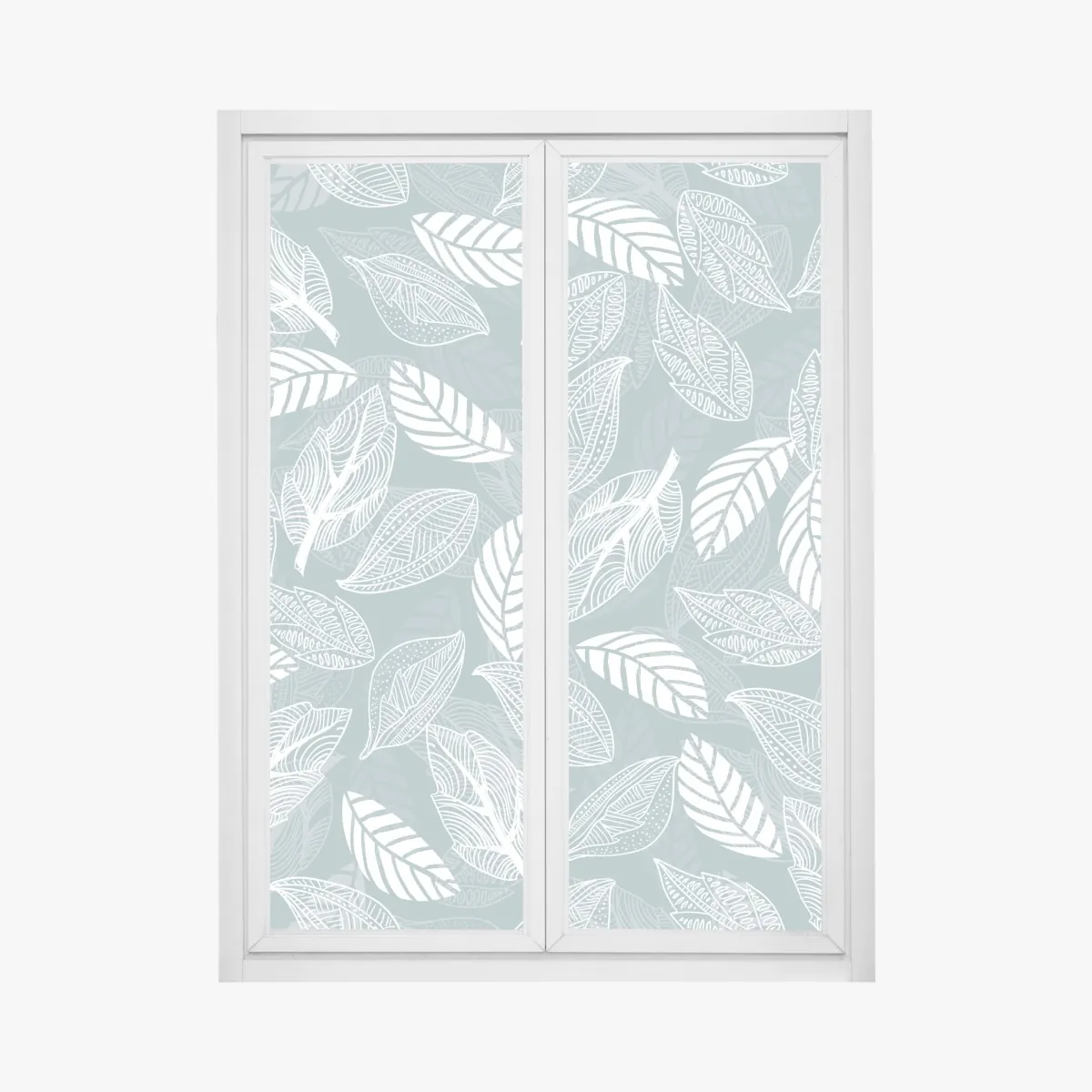 Naklejka na okno ręcznie rysowany wzór liści na miętowym tle – Wallissimo® Naklejka na okno ręcznie rysowany wzór liści na miętowym tle – Wallissimo®