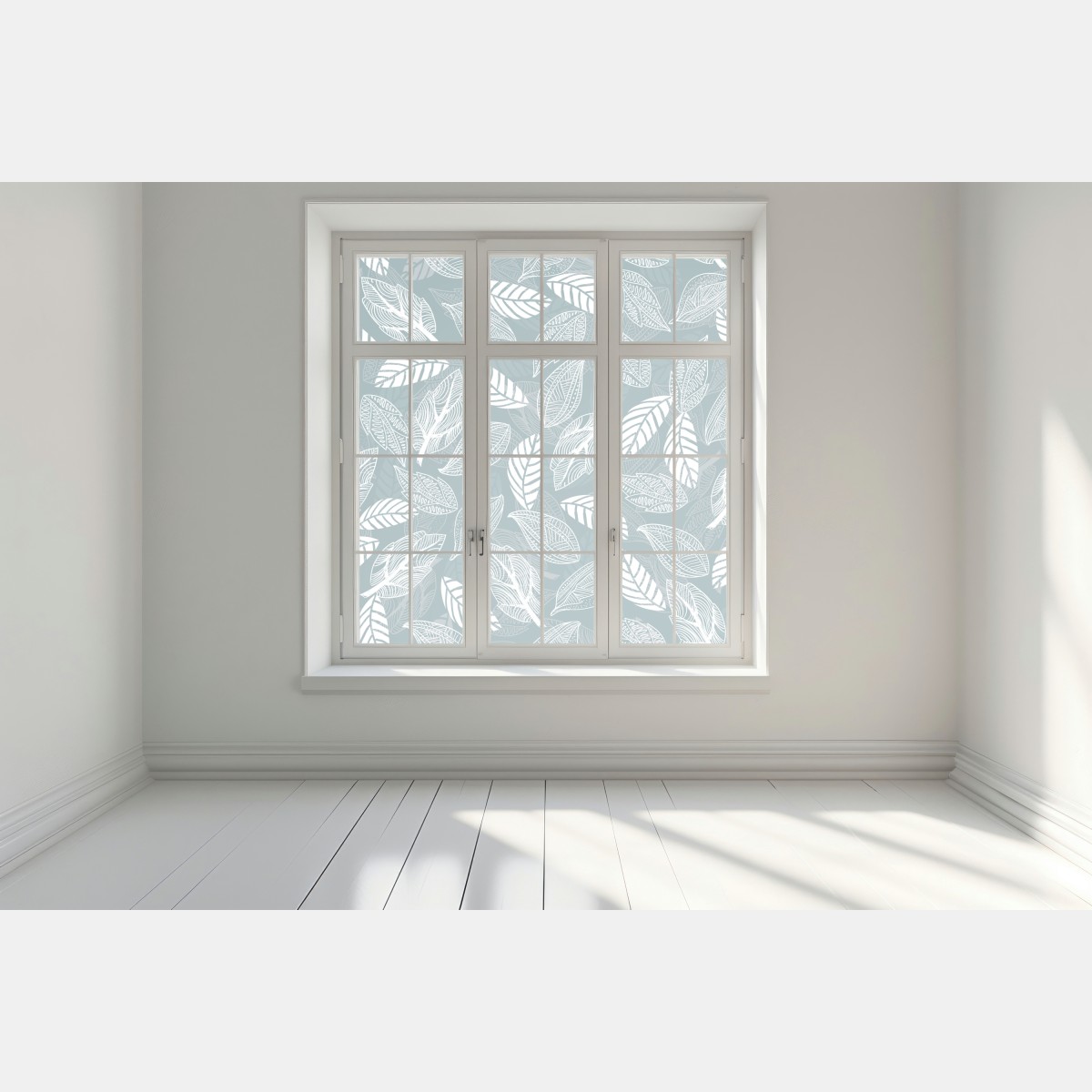 Naklejka na okno ręcznie rysowany wzór liści na miętowym tle – Wallissimo® Naklejka na okno ręcznie rysowany wzór liści na miętowym tle – Wallissimo®