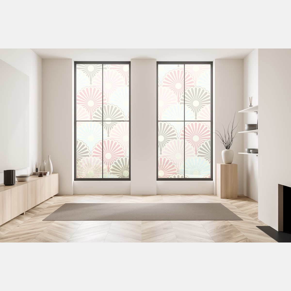 Naklejka na okno pastelowy wzór muszelkowy – Wallissimo® Naklejka na okno pastelowy wzór muszelkowy – Wallissimo®