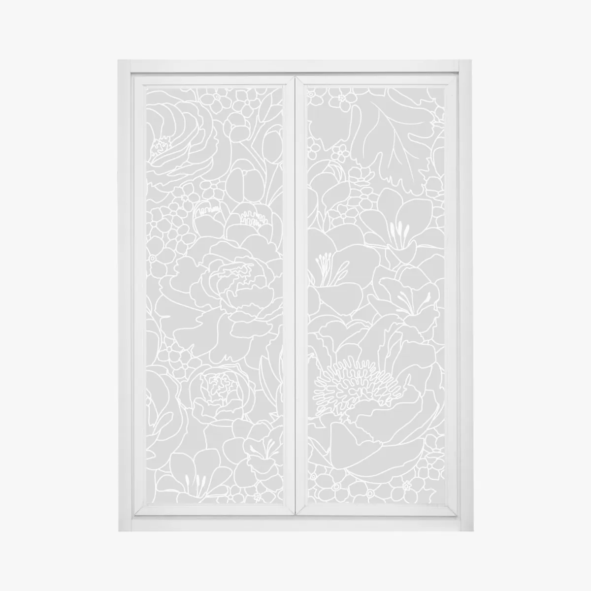 Naklejka na okno subtelny szary wzór kwiatowy w konturze – Wallissimo® Naklejka na okno subtelny szary wzór kwiatowy w konturze – Wallissimo®