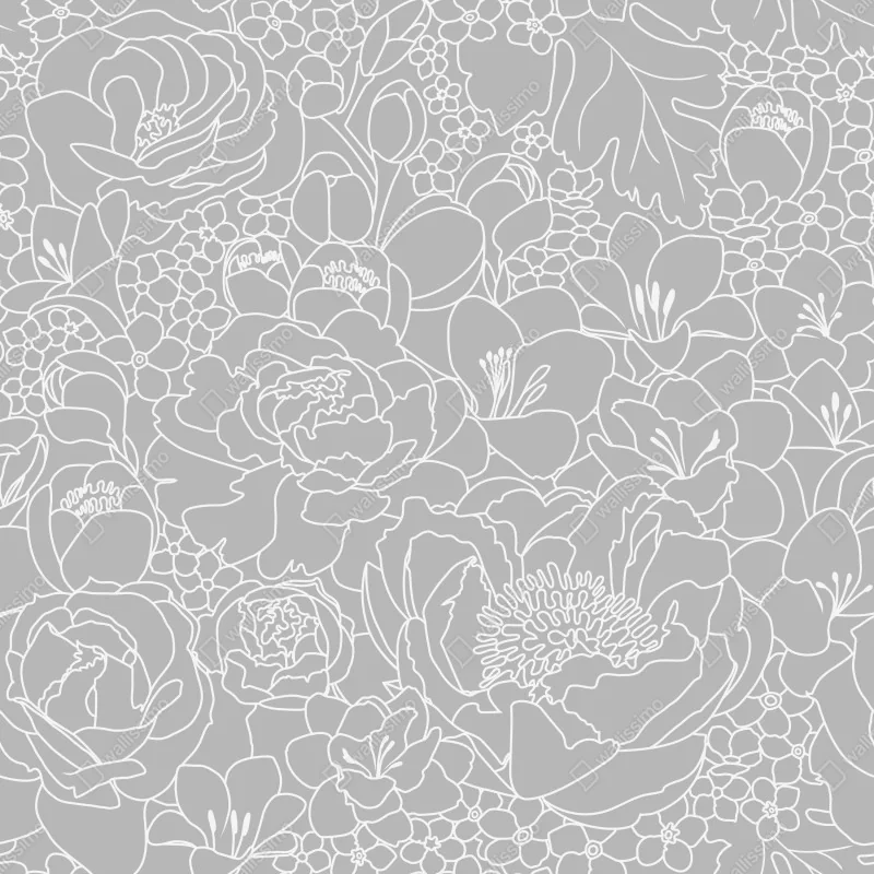 Naklejka na okno subtelny szary wzór kwiatowy w konturze – Wallissimo® Naklejka na okno subtelny szary wzór kwiatowy w konturze – Wallissimo®