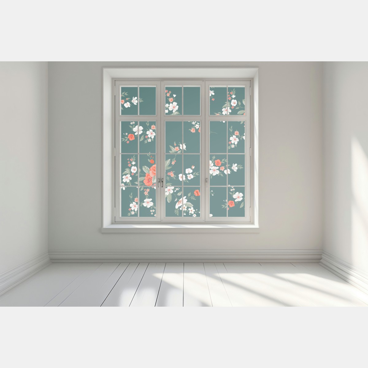 Naklejka na okno vintage koralowy wzór kwiatowy na ciemnozielonym tle – Wallissimo® Naklejka na okno vintage koralowy wzór kwiatowy na ciemnozielonym tle – Wallissimo®