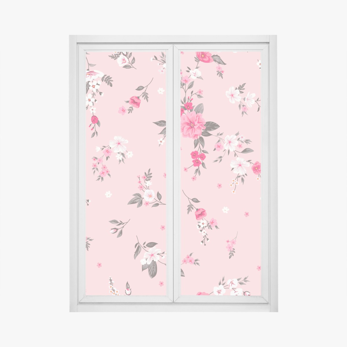 Window decal delicate pink floral pattern
