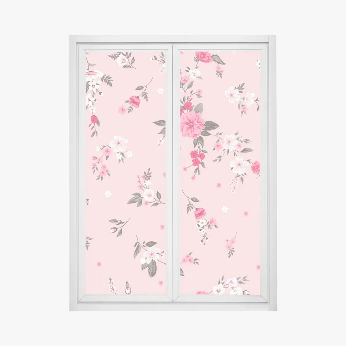 Naklejka na okno delikatny różowy wzór kwiatowy – Wallissimo® Naklejka na okno delikatny różowy wzór kwiatowy – Wallissimo®