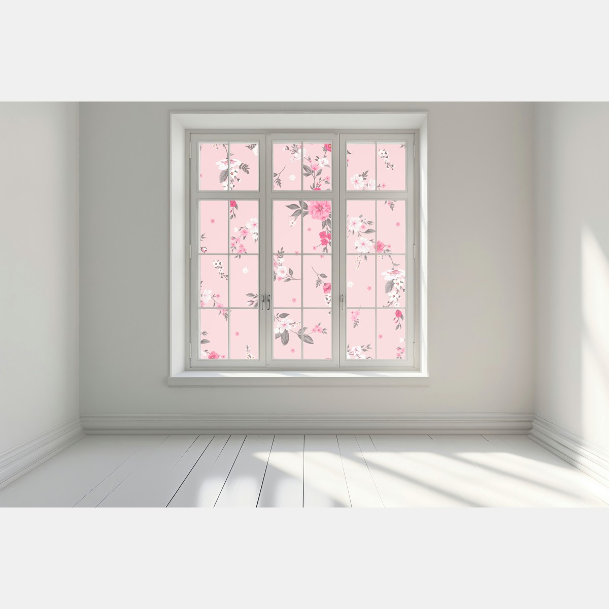 Naklejka na okno delikatny różowy wzór kwiatowy – Wallissimo® Naklejka na okno delikatny różowy wzór kwiatowy – Wallissimo®