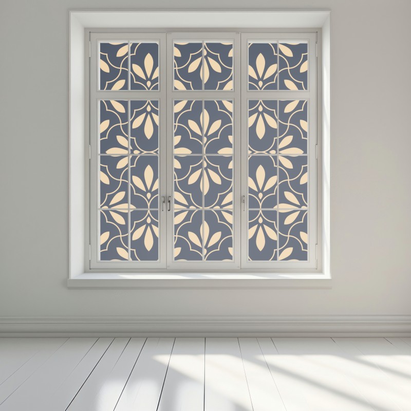 Naklejka na okno granatowo-beżowy ornament – Wallissimo® Naklejka na okno granatowo-beżowy ornament – Wallissimo®