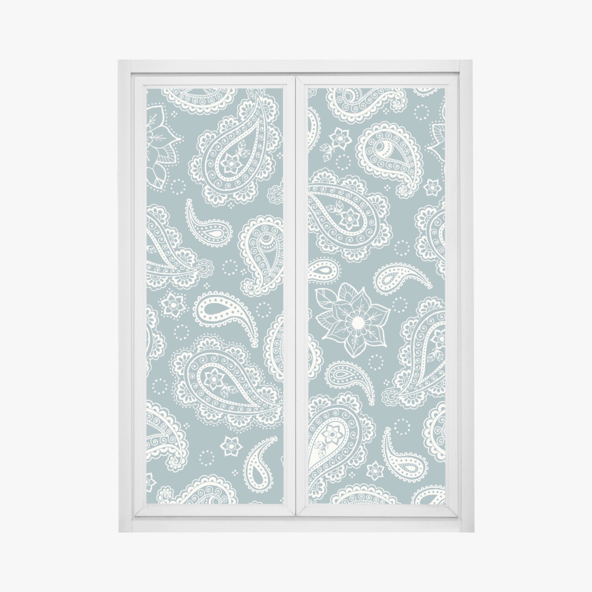 Window decal teal paisley ornamental pattern