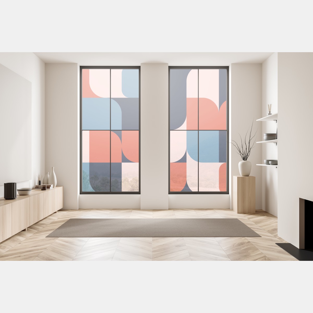 Naklejka na okno odważny geometryczny wzór retro – Wallissimo® Naklejka na okno odważny geometryczny wzór retro – Wallissimo®