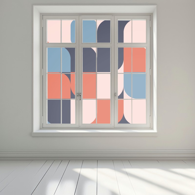 Naklejka na okno odważny geometryczny wzór retro – Wallissimo® Naklejka na okno odważny geometryczny wzór retro – Wallissimo®