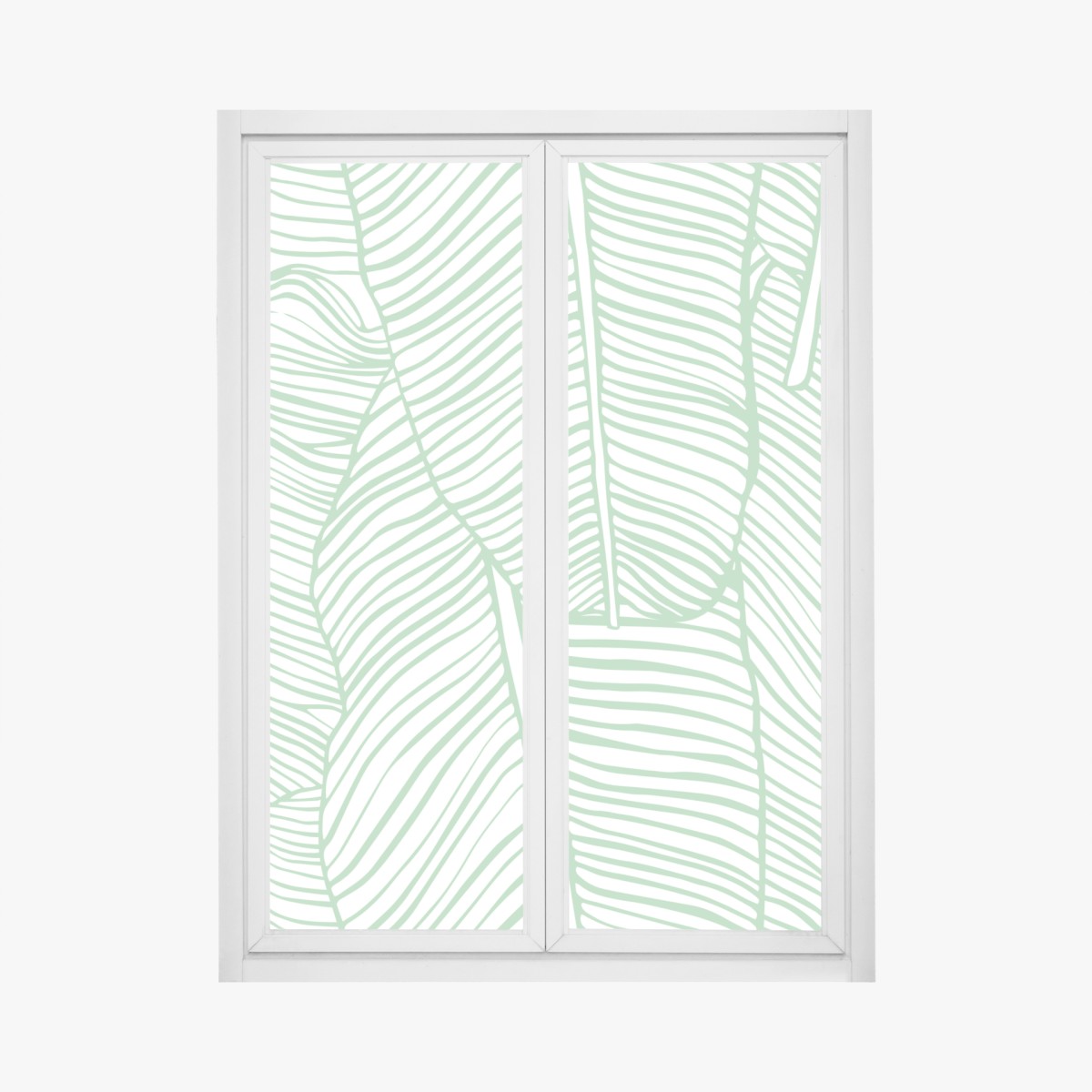Window decal mint banana leaf pattern