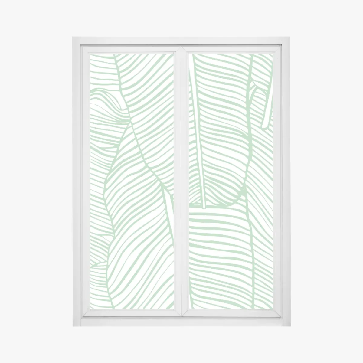 Naklejka na okno miętowy wzór liści bananowca – Wallissimo® Naklejka na okno miętowy wzór liści bananowca – Wallissimo®
