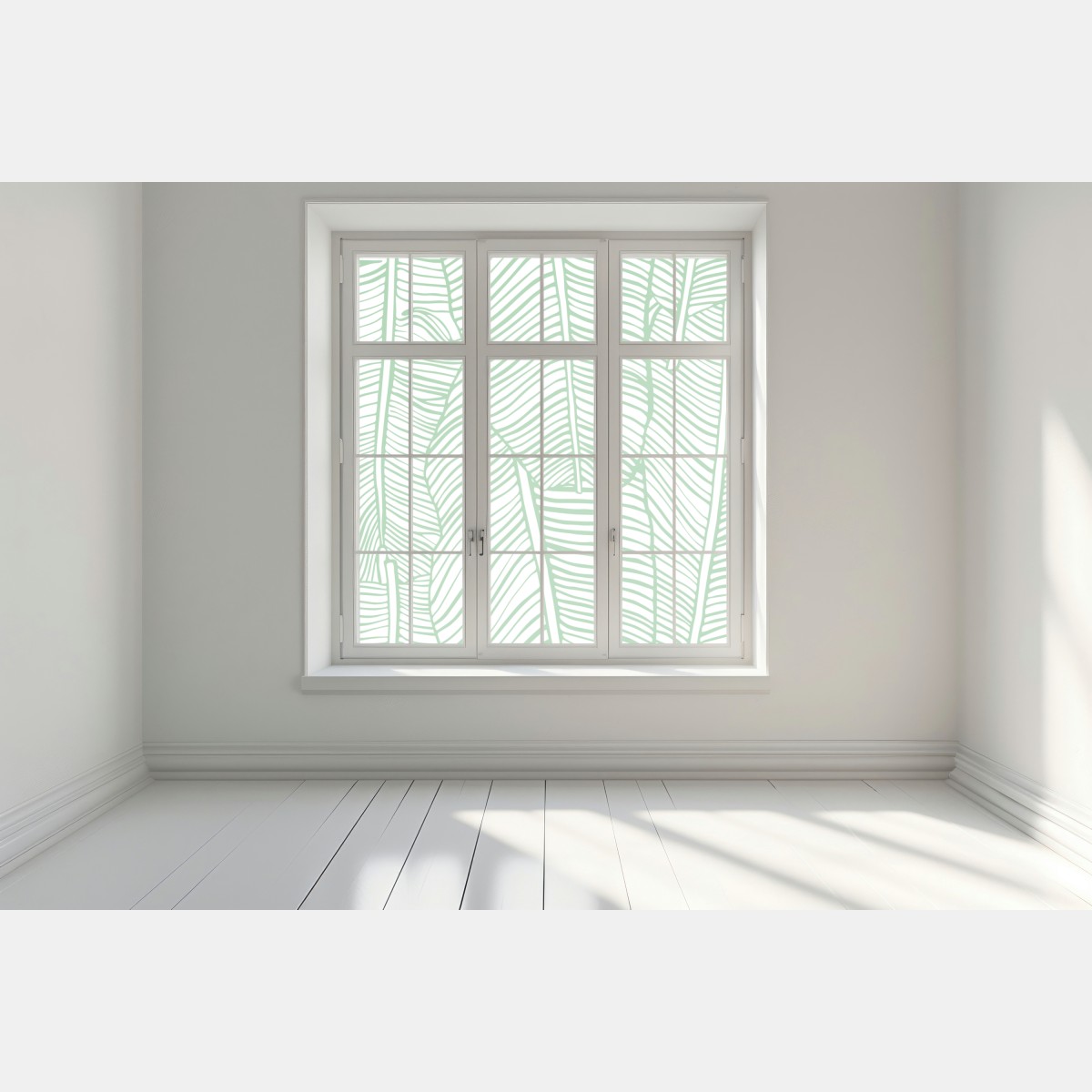Naklejka na okno miętowy wzór liści bananowca – Wallissimo® Naklejka na okno miętowy wzór liści bananowca – Wallissimo®