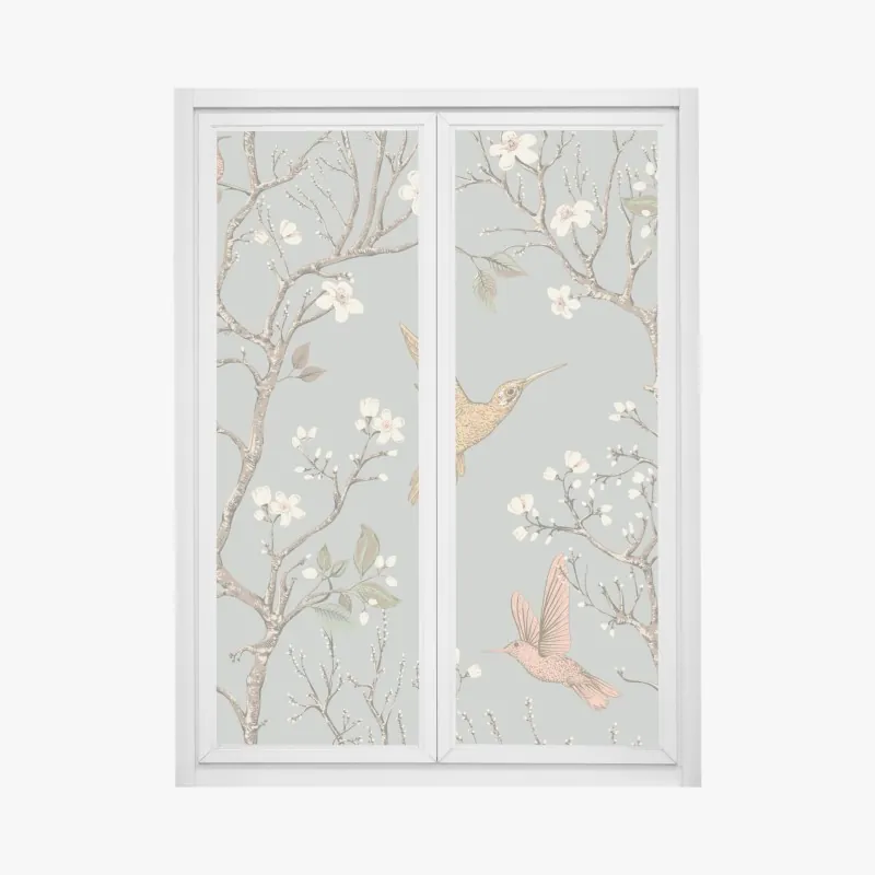 Naklejka na okno trzy dmuchawce na turkusowym tle – Wallissimo®