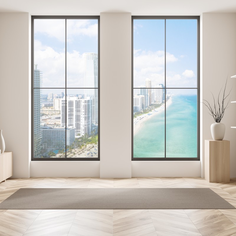 Naklejka na okno widok z lotu ptaka tropikalne wodospady z tęczą – Wallissimo®