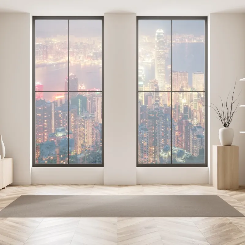 Naklejka na okno wschód słońca nad mglistym grzbietem z kamienną ścieżką – Wallissimo®