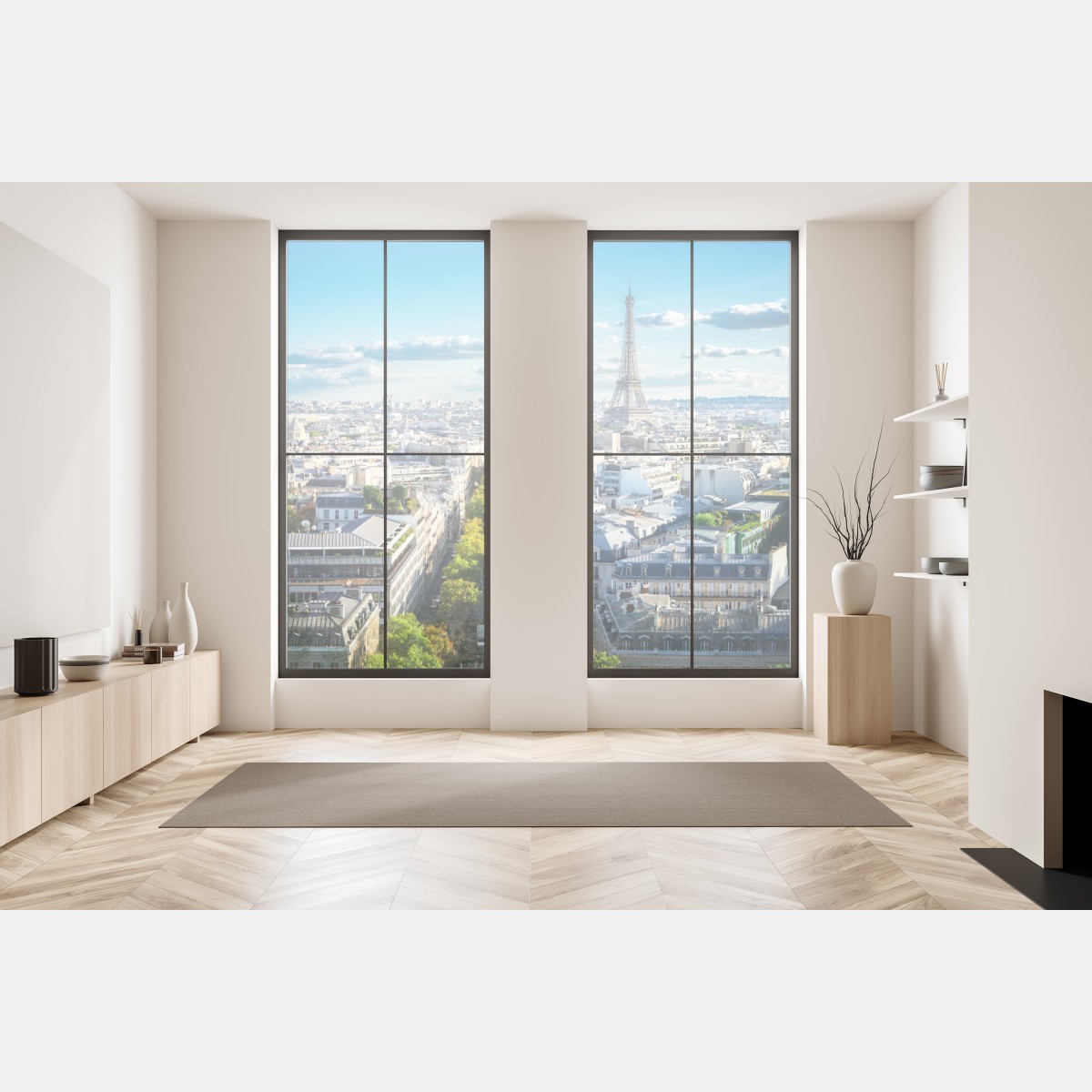 Naklejka na okno panorama Paryża z Wieżą Eiffla – Wallissimo® Naklejka na okno panorama Paryża z Wieżą Eiffla – Wallissimo®
