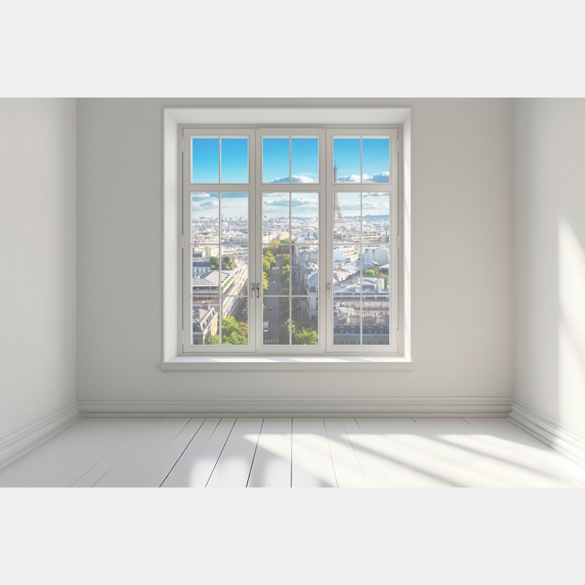 Naklejka na okno panorama Paryża z Wieżą Eiffla – Wallissimo® Naklejka na okno panorama Paryża z Wieżą Eiffla – Wallissimo®