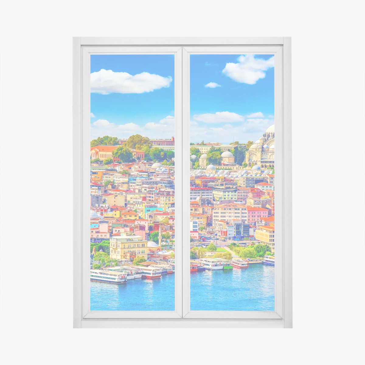 Window decal vibrant Istanbul skyline over the Bosphorus