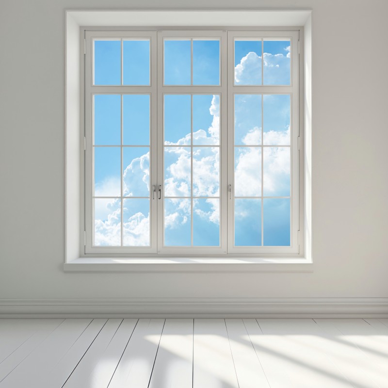 Naklejka na okno delikatne niebo z puszystymi chmurami – Wallissimo® Naklejka na okno delikatne niebo z puszystymi chmurami – Wallissimo®