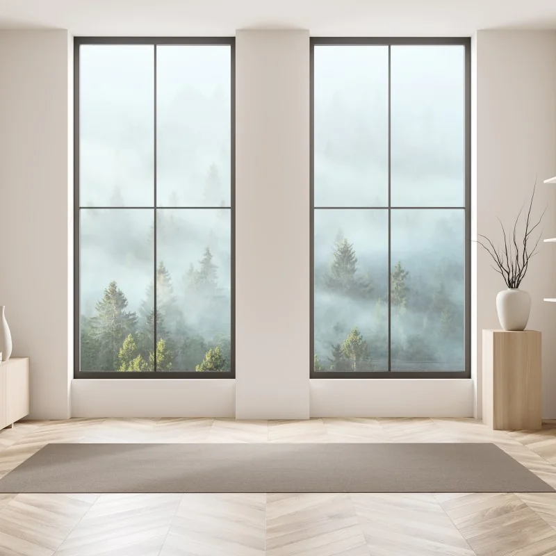 Naklejka na okno mglisty las jodłowy o poranku – Wallissimo® Naklejka na okno mglisty las jodłowy o poranku – Wallissimo®