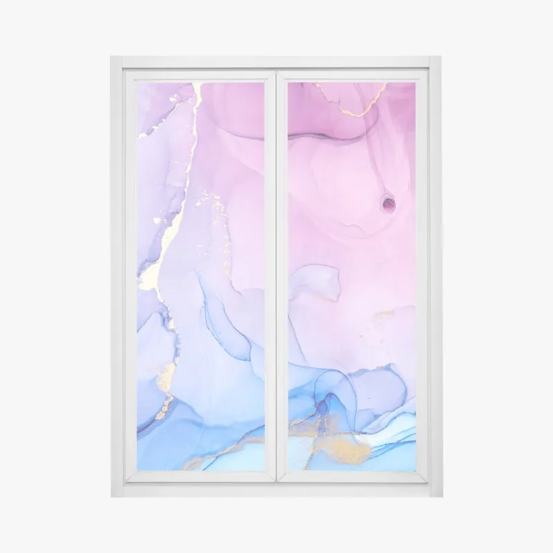 Naklejka na okno różowo-niebieski marmur abstrakcyjny