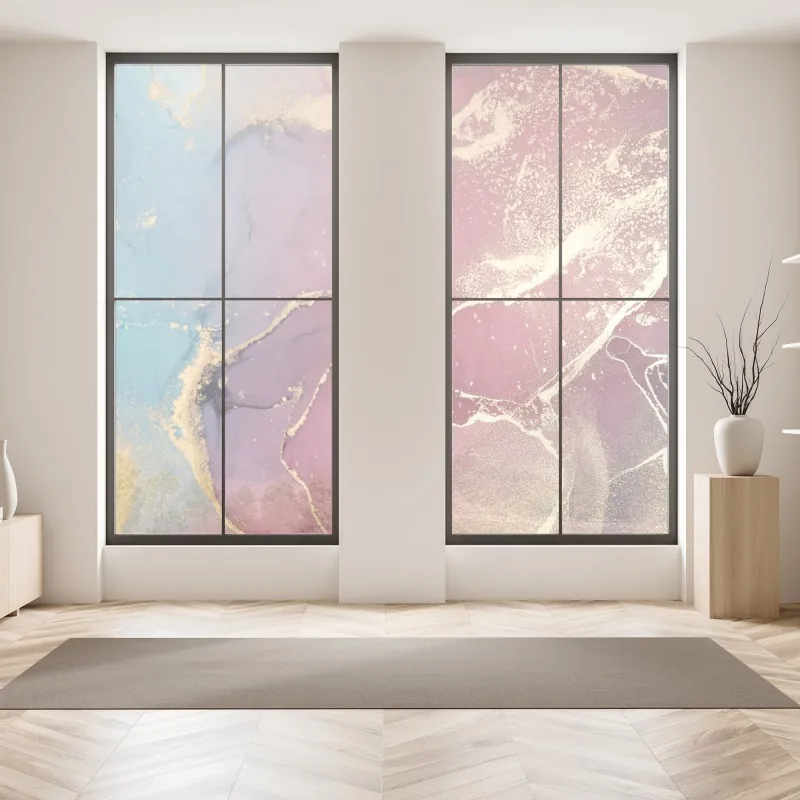 Naklejka na okno różowy wzór z piwoniami – Wallissimo®