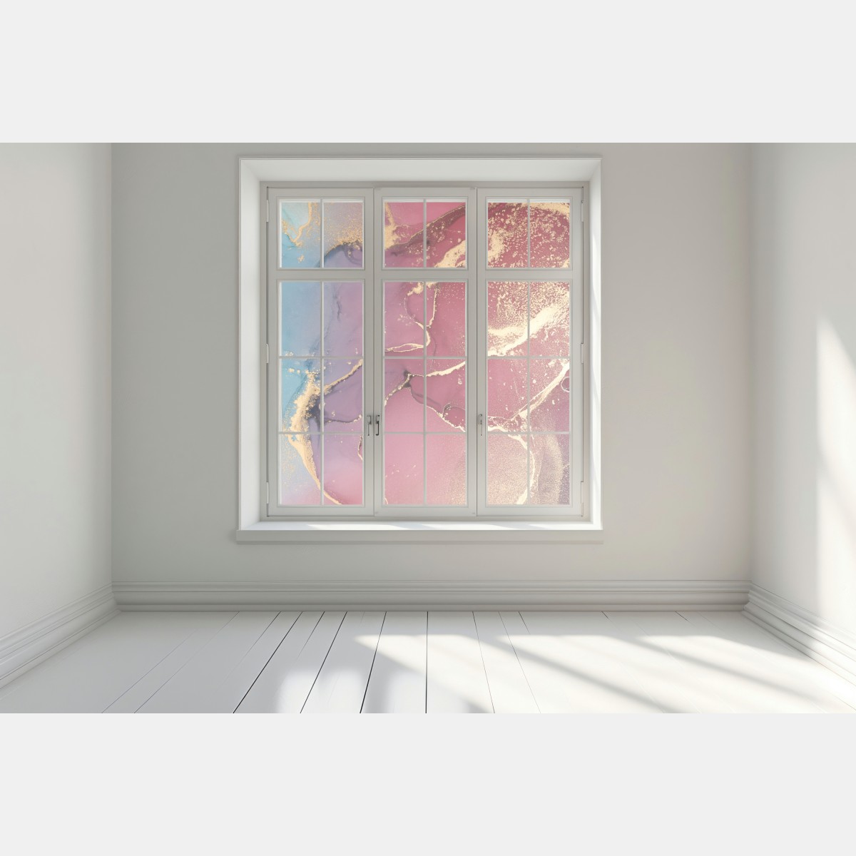 Naklejka na okno abstrakcyjne marmurowe tło w odcieniach turkusu i fioletu ze złotem – Wallissimo® Naklejka na okno abstrakcyjne marmurowe tło w odcieniach turkusu i fioletu ze złotem – Wallissimo®