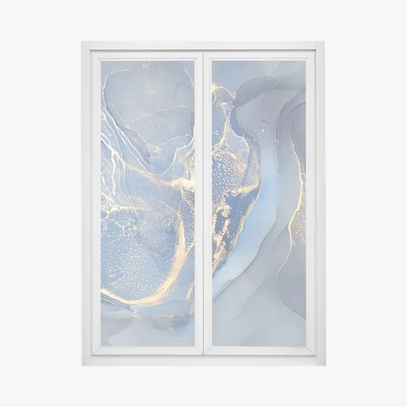 Naklejka na okno oceaniczny niebieski marmur ze złotymi żyłkami