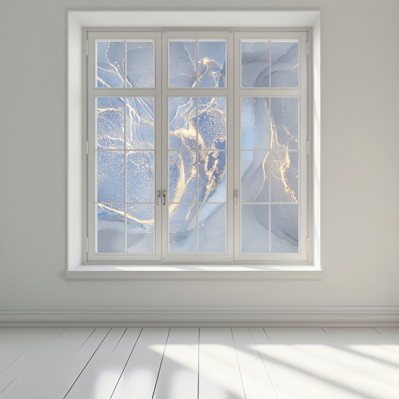 Naklejka na okno oceaniczny niebieski marmur ze złotymi żyłkami – Wallissimo® Naklejka na okno oceaniczny niebieski marmur ze złotymi żyłkami – Wallissimo®