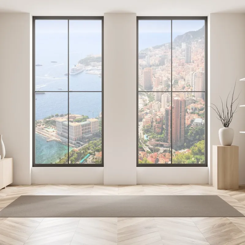 Naklejka na okno niebieski wzór ze spiralami – Wallissimo®