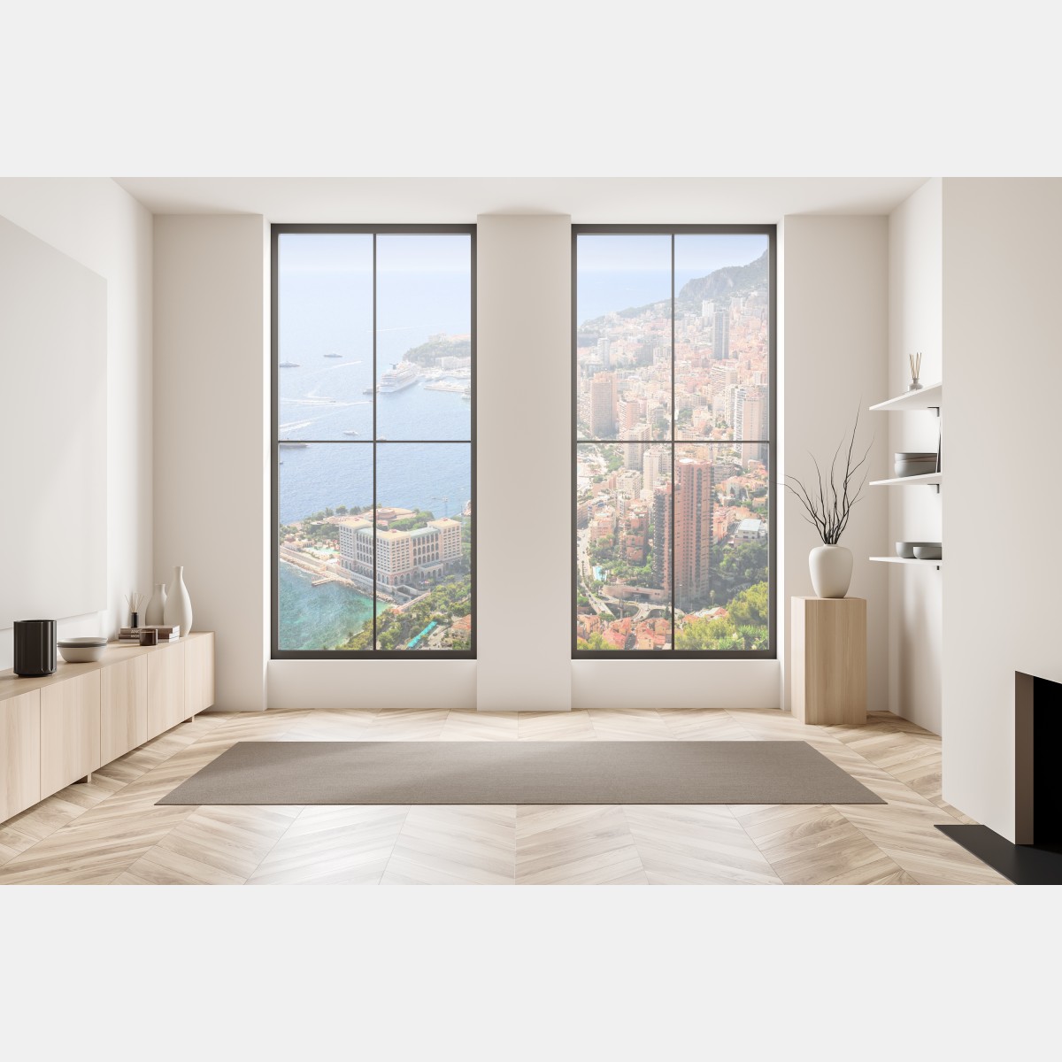 Naklejka na okno słoneczna panorama nadmorskiego miasta – Wallissimo® Naklejka na okno słoneczna panorama nadmorskiego miasta – Wallissimo®