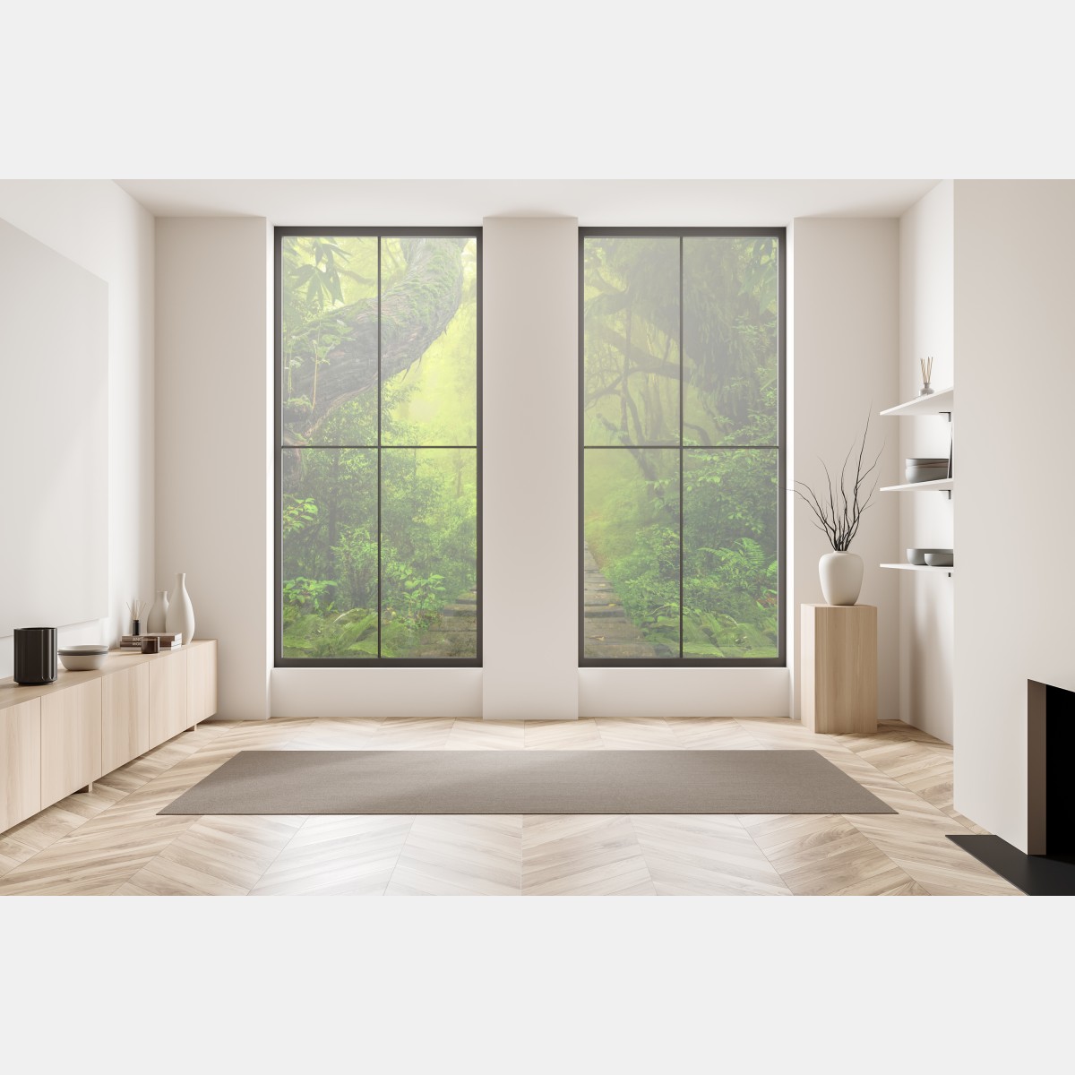 Naklejka na okno mistyczna zielona ścieżka w lesie – Wallissimo® Naklejka na okno mistyczna zielona ścieżka w lesie – Wallissimo®