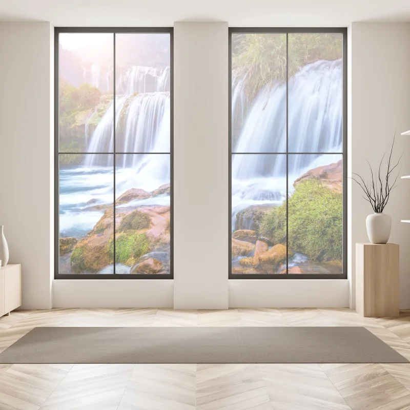 Naklejka na okno różowy wzór z piwoniami – Wallissimo®